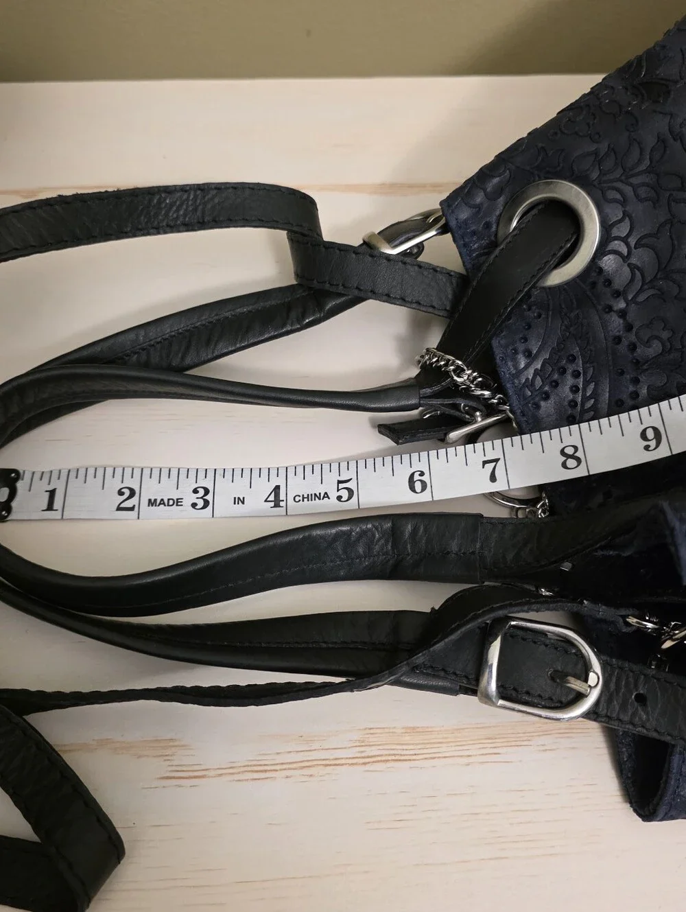 Mia Tomazzi | Navy Blue Laser-cut Hobo Bag